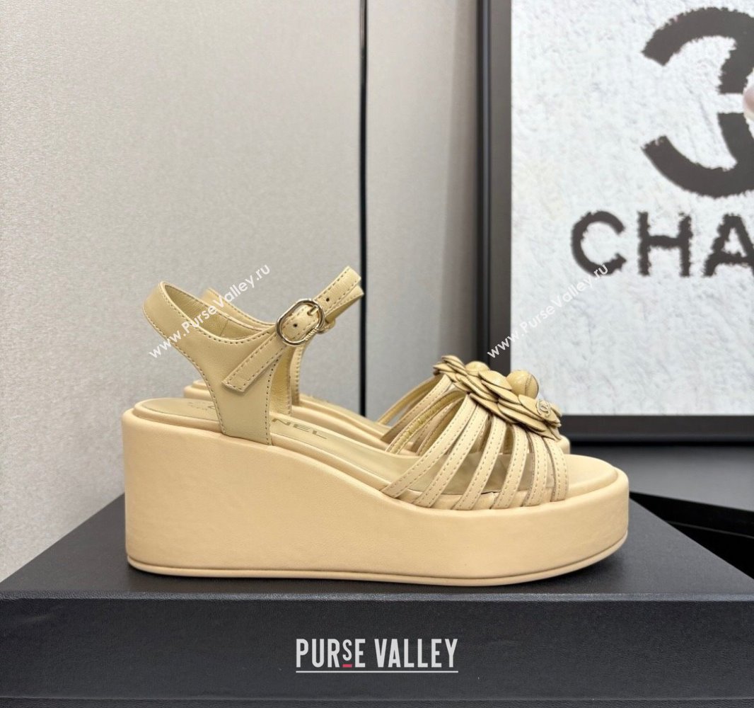 Chanel Lambskin Platform Sandals Beige 2025 CH041701 (MD-250417001)