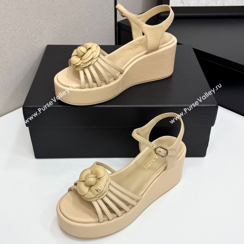 Chanel Lambskin Platform Sandals Beige 2025 CH041701 (MD-250417001)