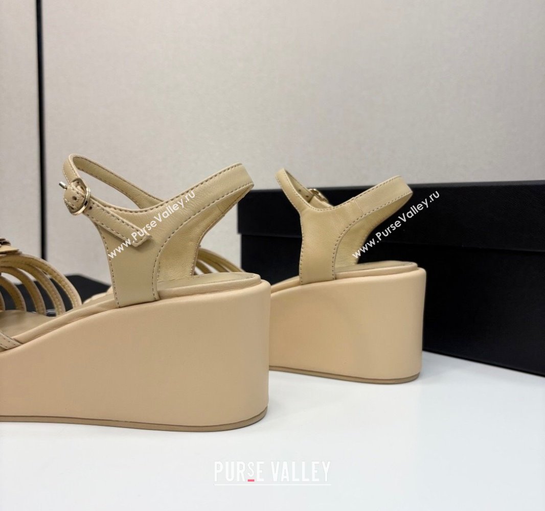 Chanel Lambskin Platform Sandals Beige 2025 CH041701 (MD-250417001)