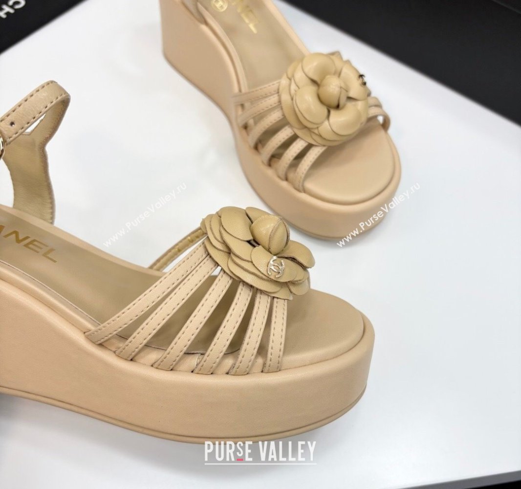Chanel Lambskin Platform Sandals Beige 2025 CH041701 (MD-250417001)