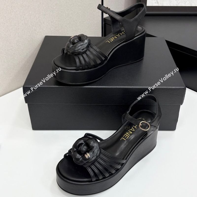 Chanel Lambskin Platform Sandals Black 2025 CH041701 (MD-250417003)