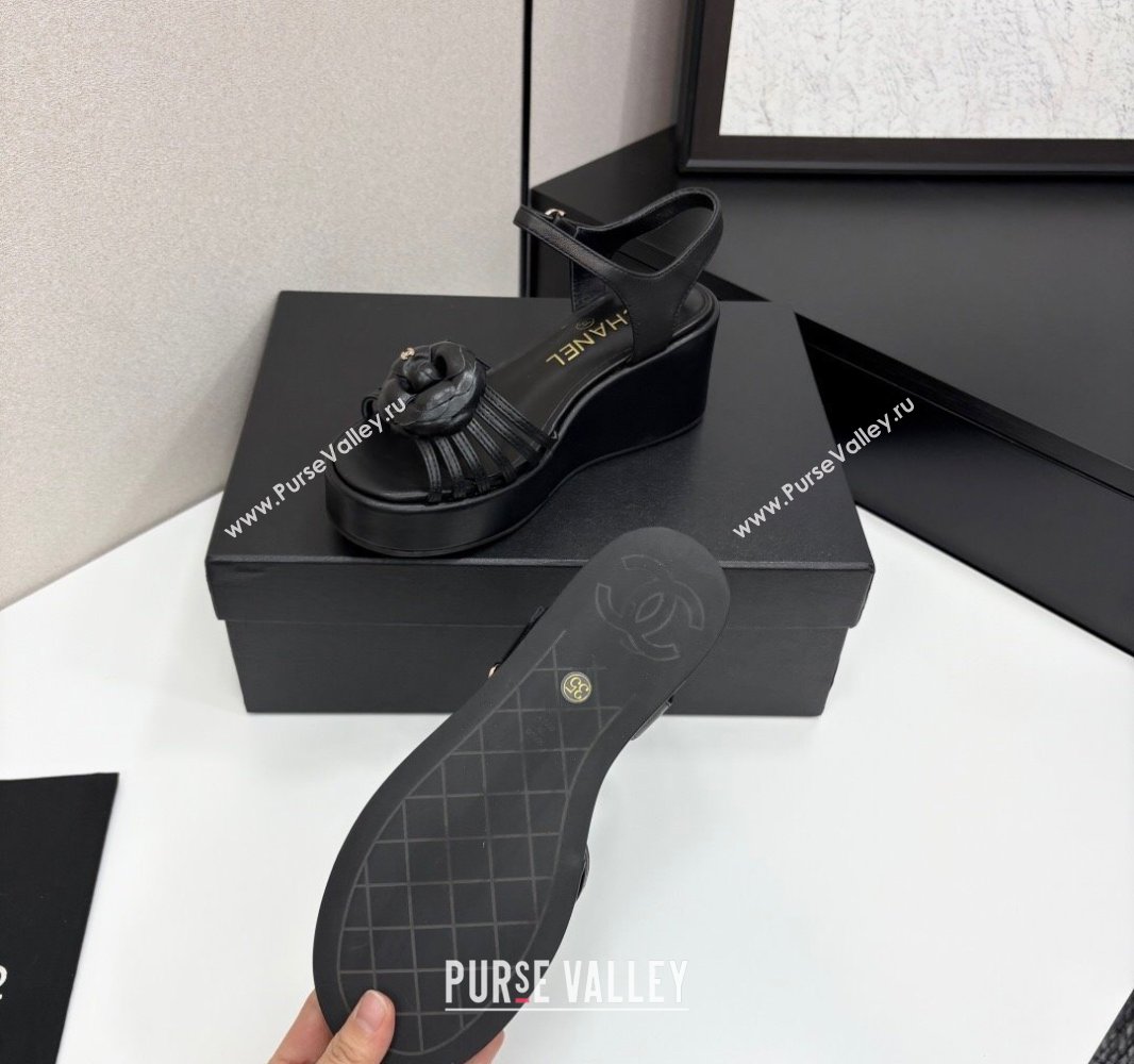 Chanel Lambskin Platform Sandals Black 2025 CH041701 (MD-250417003)
