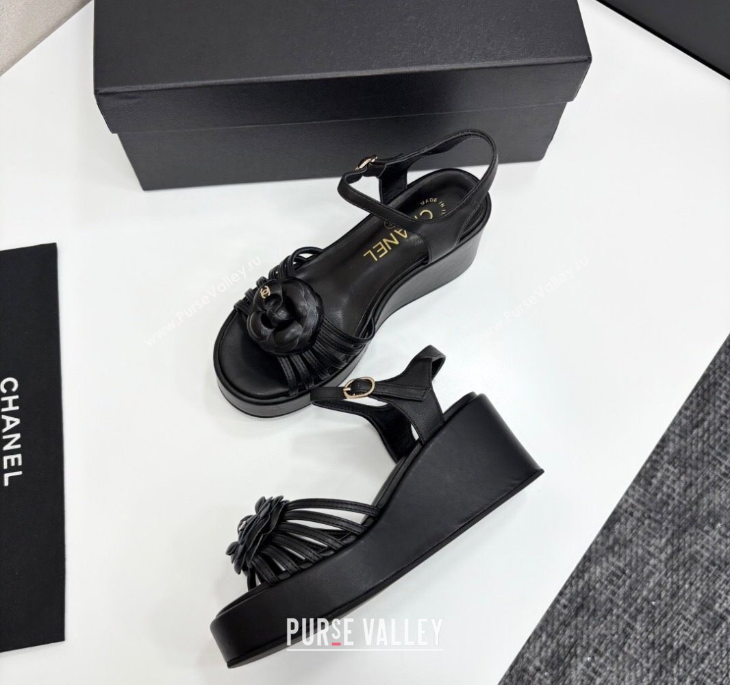 Chanel Lambskin Platform Sandals Black 2025 CH041701 (MD-250417003)
