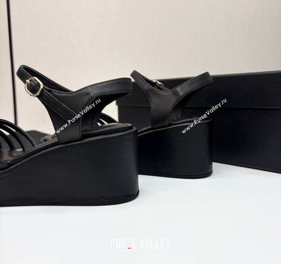 Chanel Lambskin Platform Sandals Black 2025 CH041701 (MD-250417003)