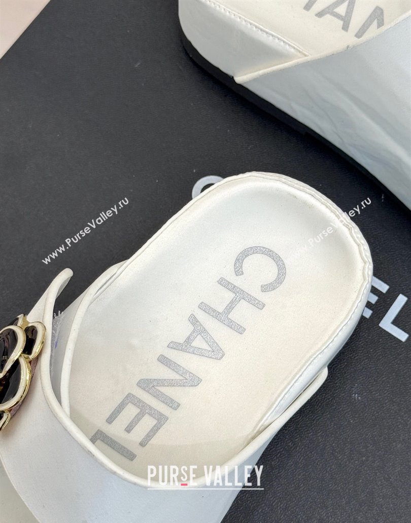 Chanel Satin Platform Slides Sandal with Camellia Strap White 2025 CH041707 (MD-250417021)