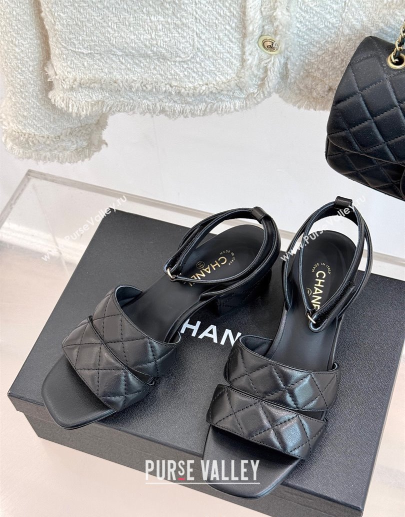 Chanel Quilted Lambskin Platform Sandals 5cm G46429 Black 2025 (MD-250415125)
