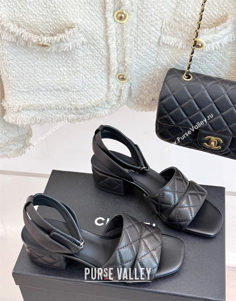 Chanel Quilted Lambskin Platform Sandals 5cm G46429 Black 2025 (MD-250415125)