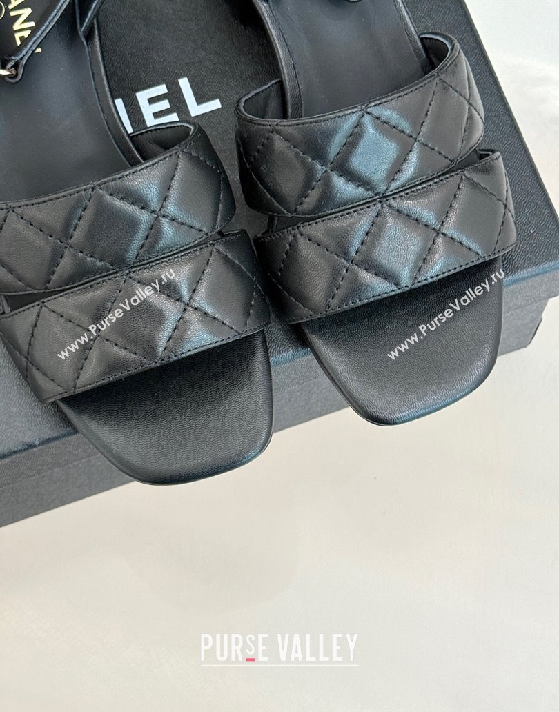 Chanel Quilted Lambskin Platform Sandals 5cm G46429 Black 2025 (MD-250415125)