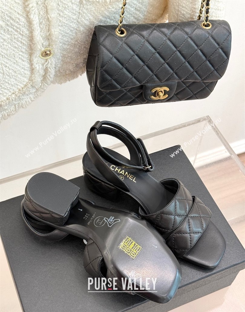 Chanel Quilted Lambskin Platform Sandals 5cm G46429 Black 2025 (MD-250415125)
