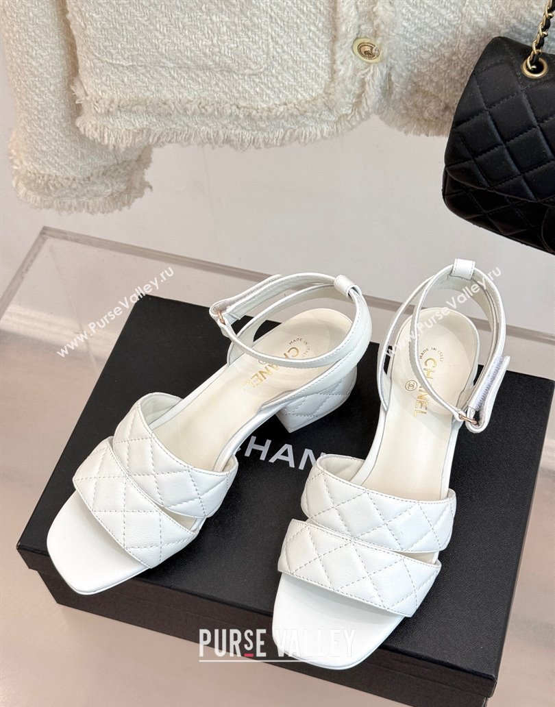 Chanel Quilted Lambskin Platform Sandals 5cm G46429 White 2025 (MD-250415127)
