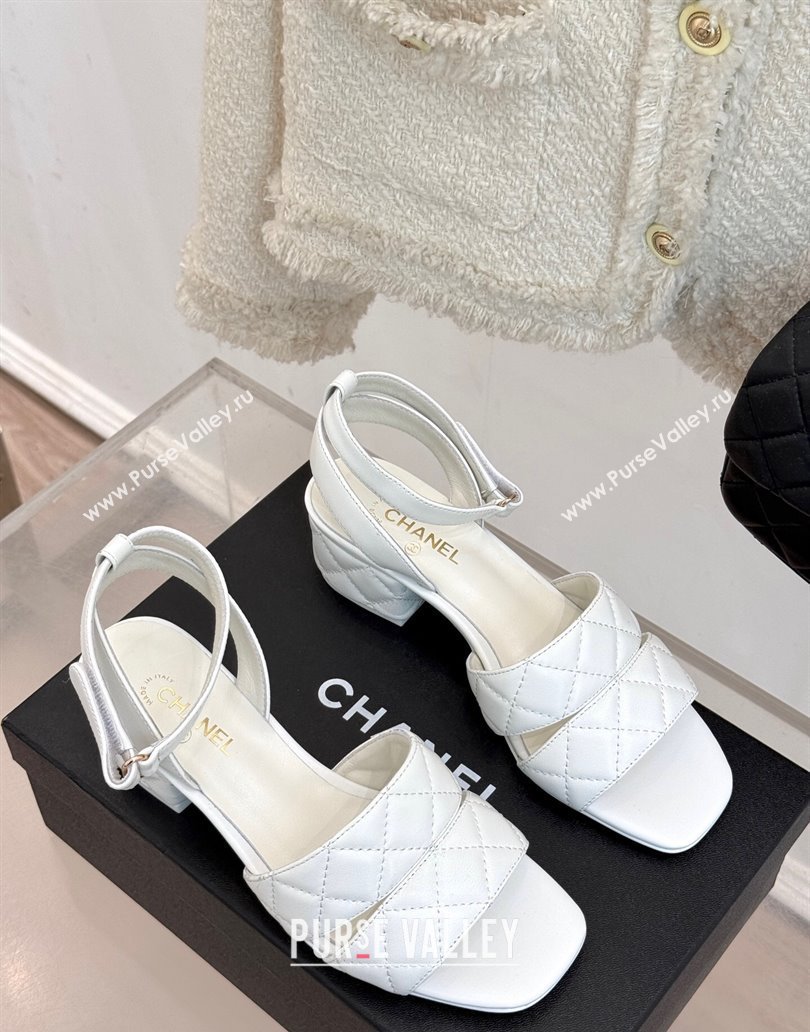 Chanel Quilted Lambskin Platform Sandals 5cm G46429 White 2025 (MD-250415127)