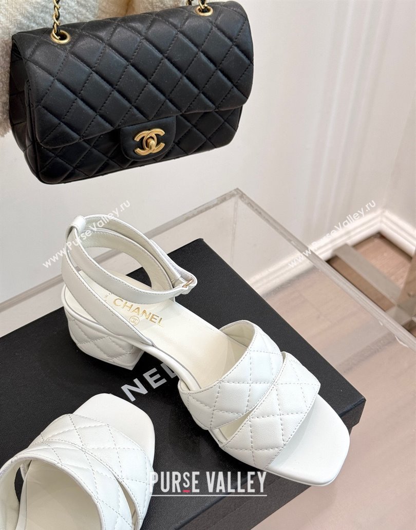 Chanel Quilted Lambskin Platform Sandals 5cm G46429 White 2025 (MD-250415127)