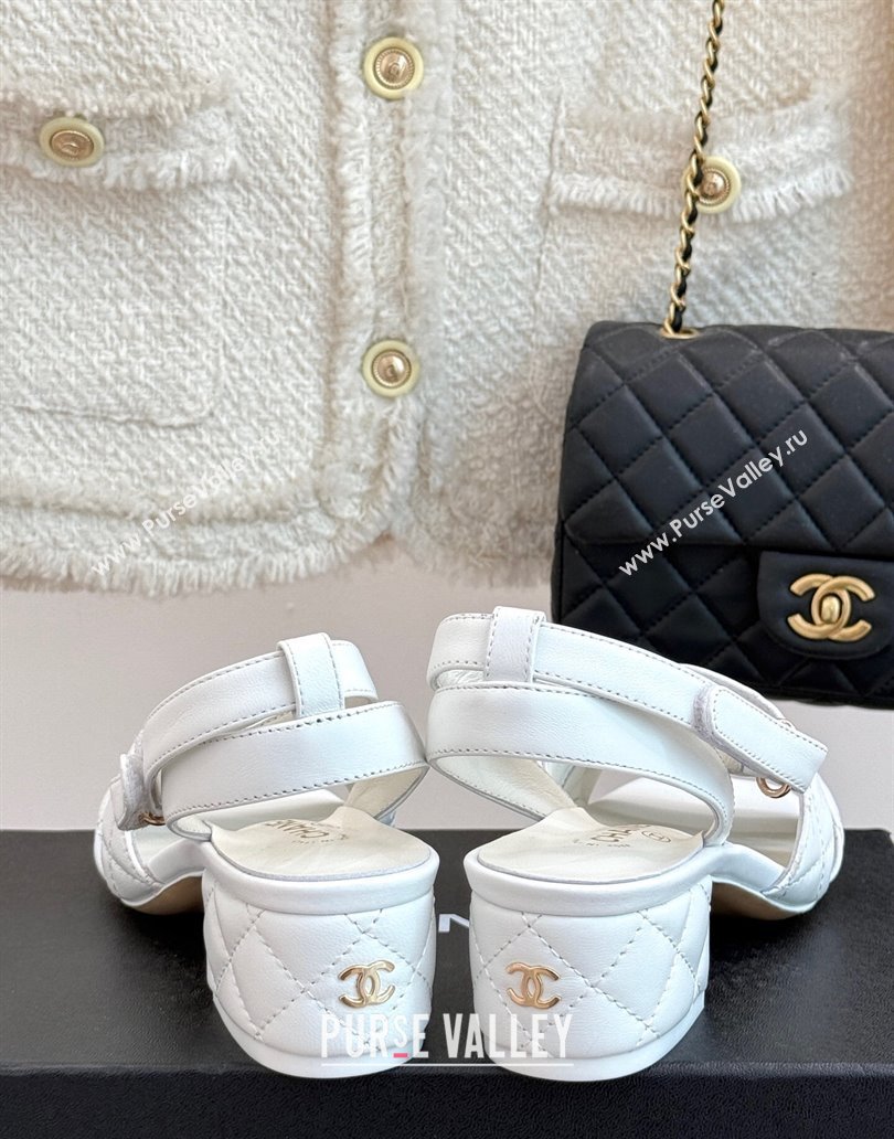 Chanel Quilted Lambskin Platform Sandals 5cm G46429 White 2025 (MD-250415127)