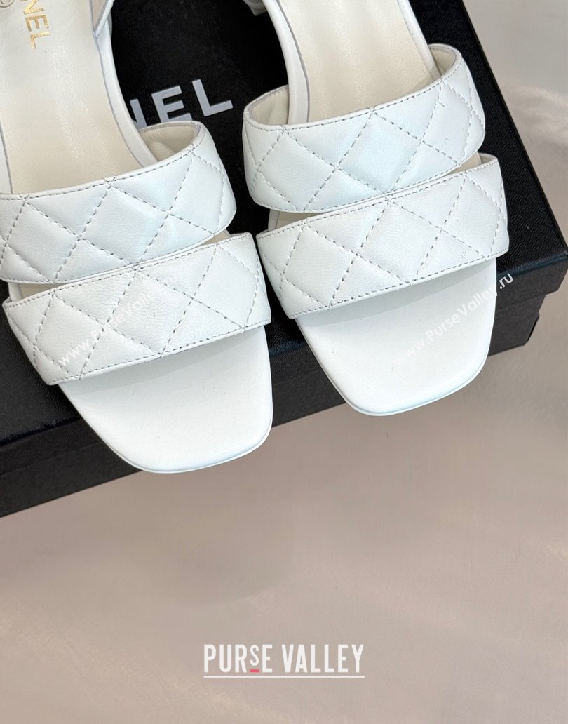 Chanel Quilted Lambskin Platform Sandals 5cm G46429 White 2025 (MD-250415127)