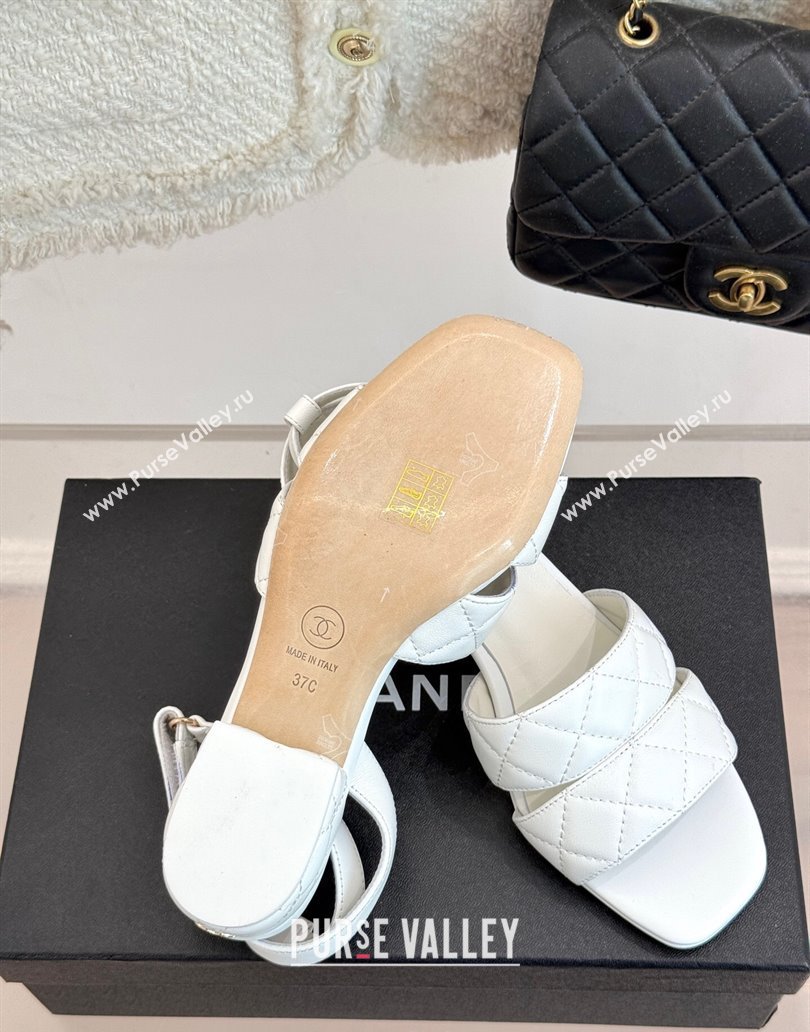 Chanel Quilted Lambskin Platform Sandals 5cm G46429 White 2025 (MD-250415127)