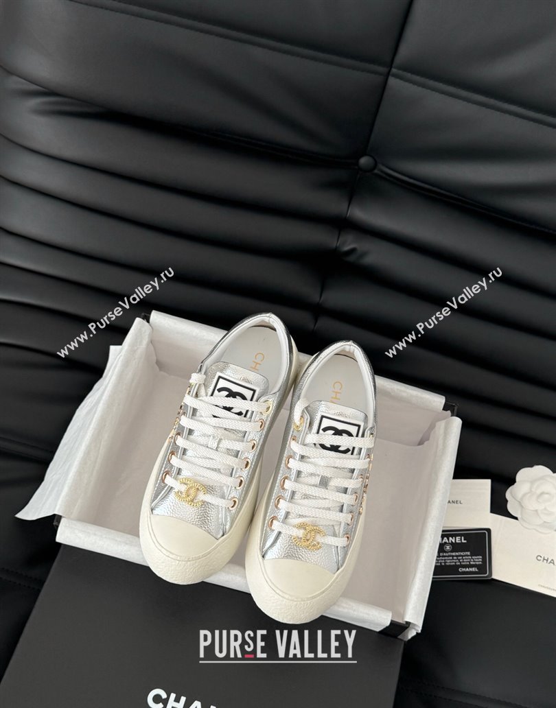 Chanel Calfskin Platform Sneakers Silver 2025 CH041708 (MD-250417031)