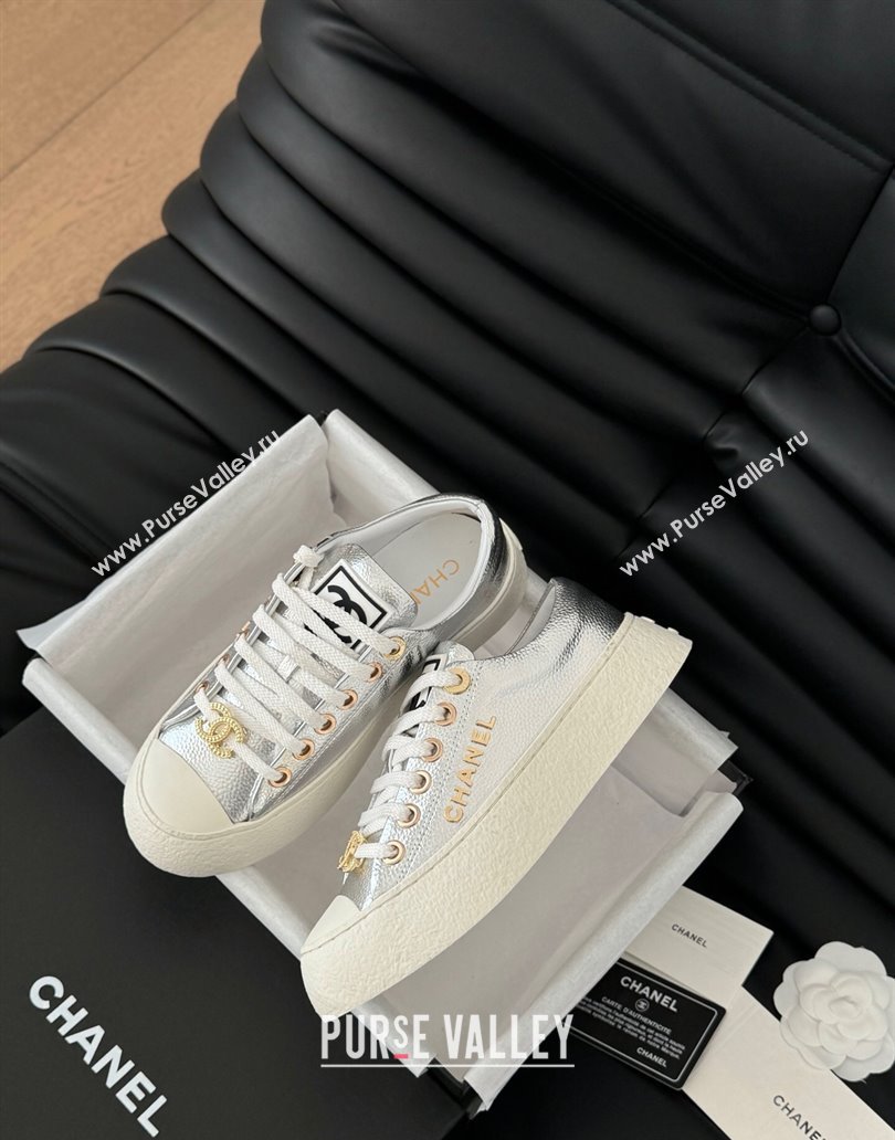 Chanel Calfskin Platform Sneakers Silver 2025 CH041708 (MD-250417031)