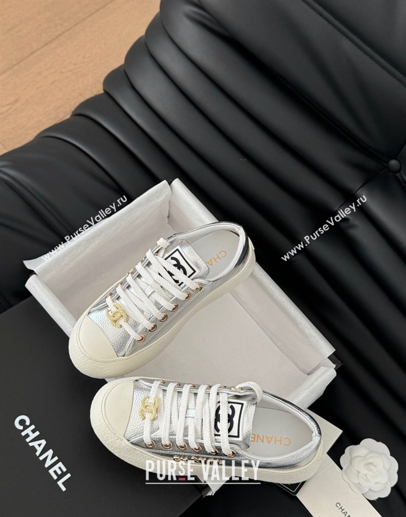 Chanel Calfskin Platform Sneakers Silver 2025 CH041708 (MD-250417031)