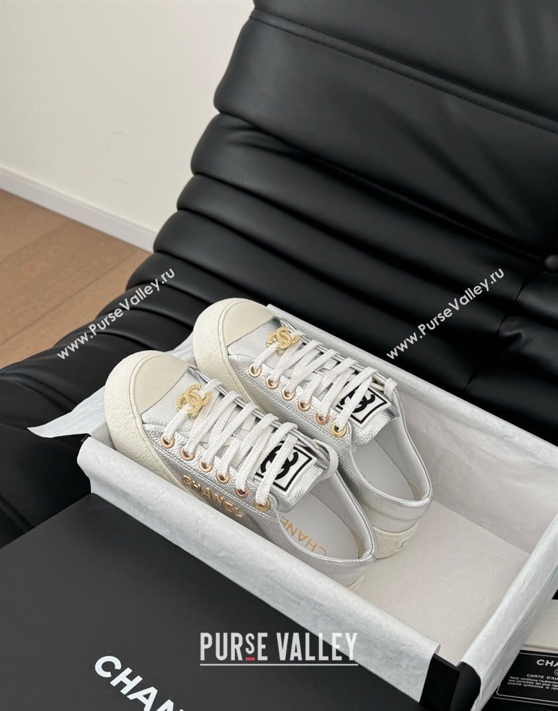 Chanel Calfskin Platform Sneakers Silver 2025 CH041708 (MD-250417031)