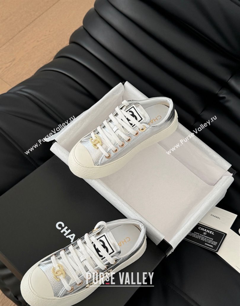 Chanel Calfskin Platform Sneakers Silver 2025 CH041708 (MD-250417031)