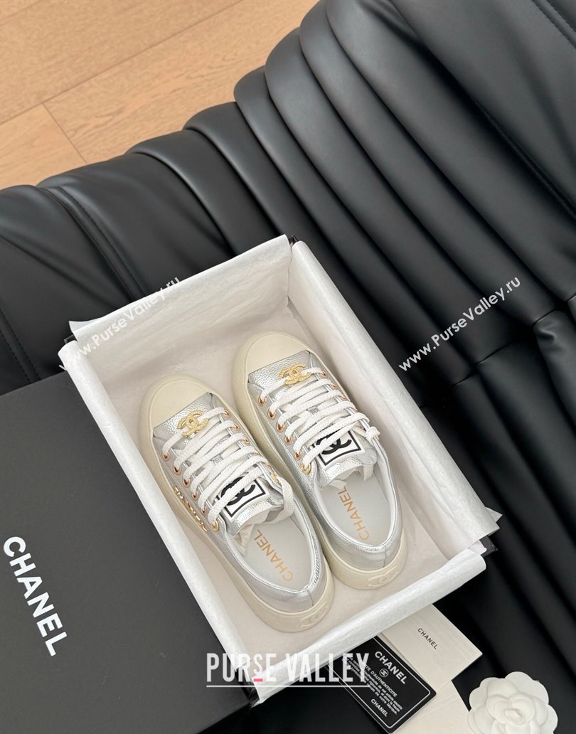 Chanel Calfskin Platform Sneakers Silver 2025 CH041708 (MD-250417031)