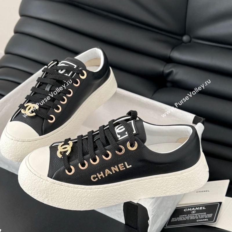 Chanel Calfskin Platform Sneakers Black 2025 CH041708 (MD-250417033)