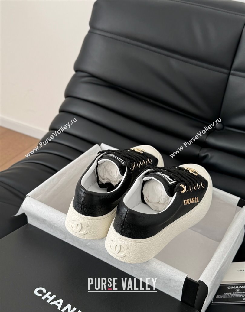 Chanel Calfskin Platform Sneakers Black 2025 CH041708 (MD-250417033)