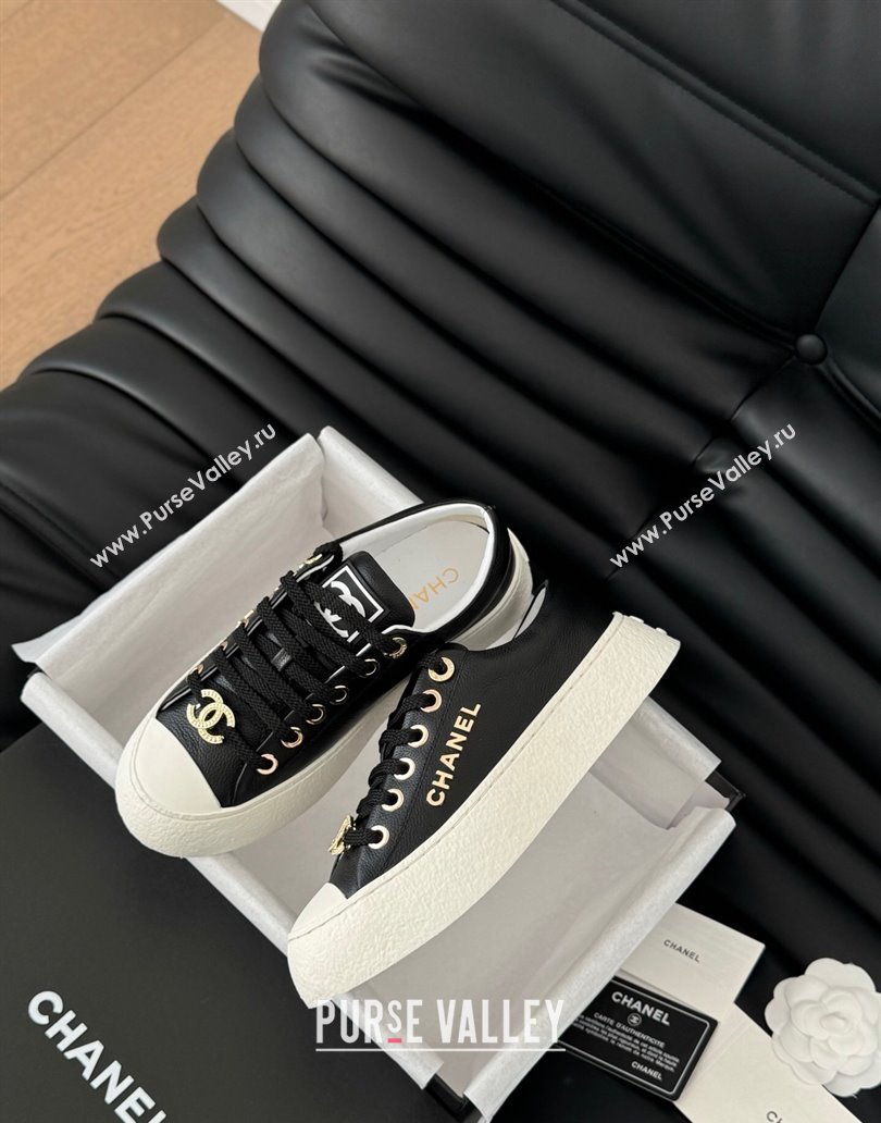 Chanel Calfskin Platform Sneakers Black 2025 CH041708 (MD-250417033)