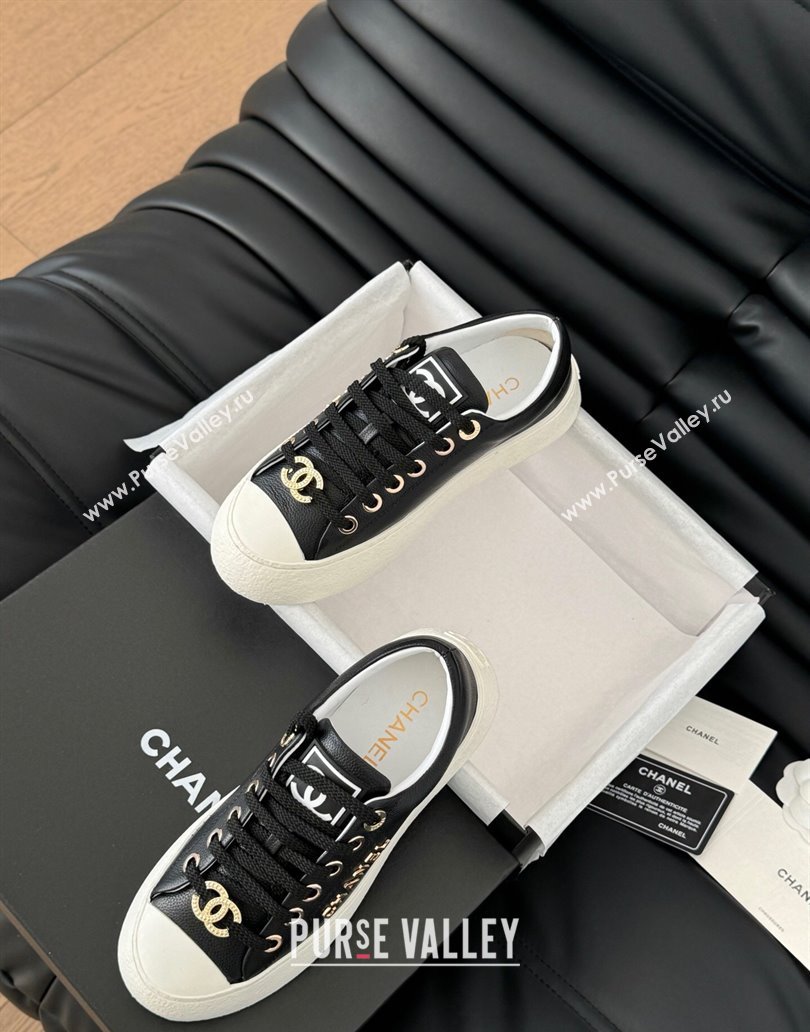 Chanel Calfskin Platform Sneakers Black 2025 CH041708 (MD-250417033)