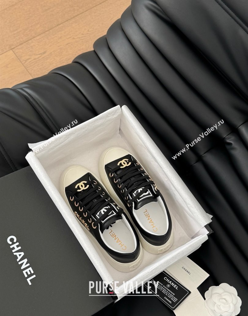 Chanel Calfskin Platform Sneakers Black 2025 CH041708 (MD-250417033)