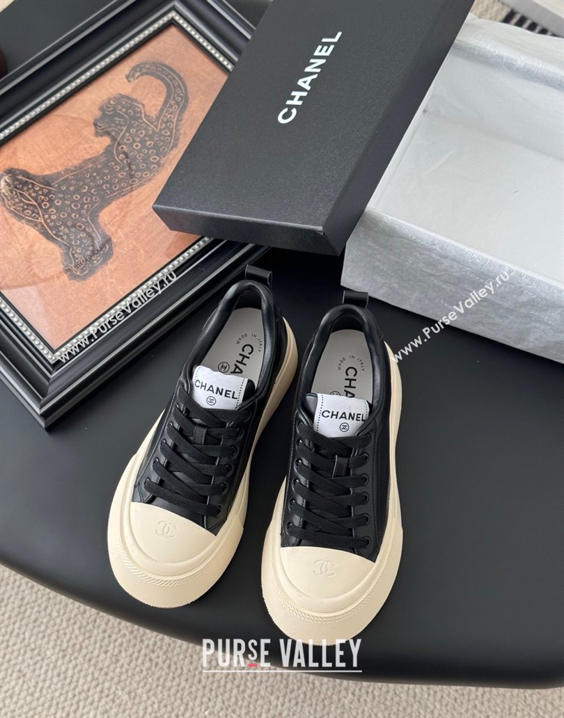 Chanel Calfskin Platform Sneakers Black 2025 CH041709 (MD-250417036)