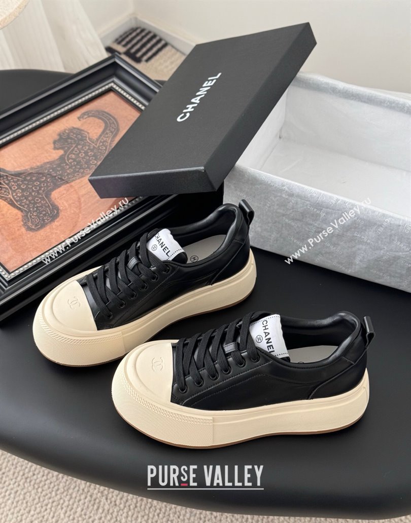 Chanel Calfskin Platform Sneakers Black 2025 CH041709 (MD-250417036)