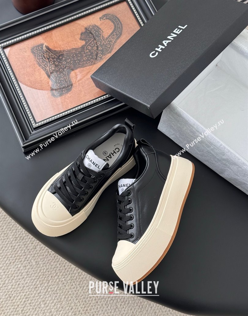 Chanel Calfskin Platform Sneakers Black 2025 CH041709 (MD-250417036)
