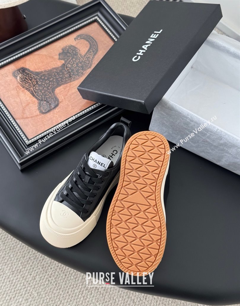 Chanel Calfskin Platform Sneakers Black 2025 CH041709 (MD-250417036)