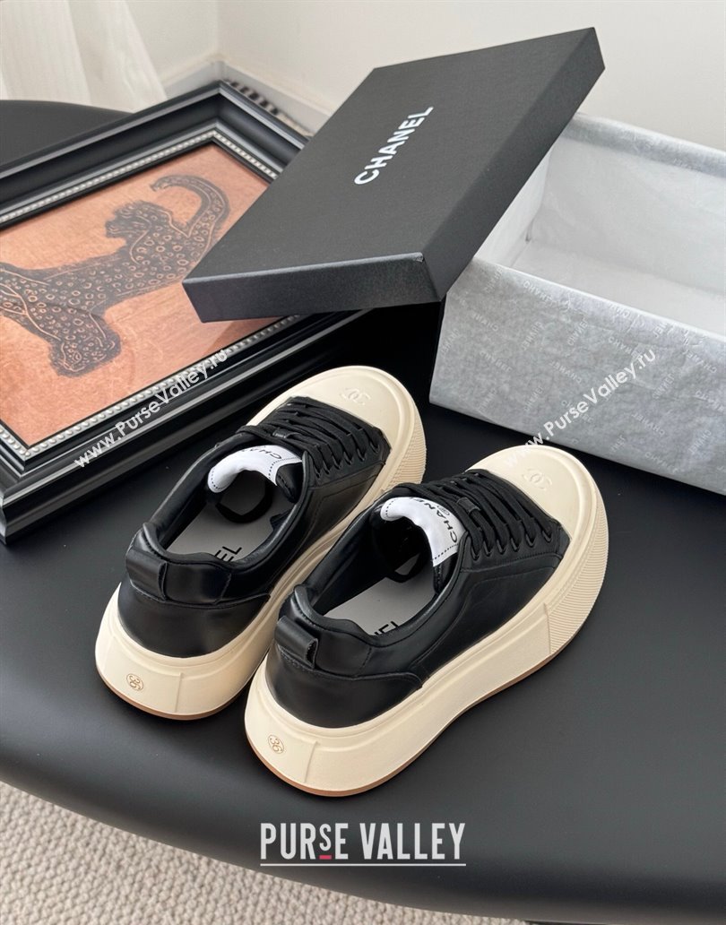 Chanel Calfskin Platform Sneakers Black 2025 CH041709 (MD-250417036)