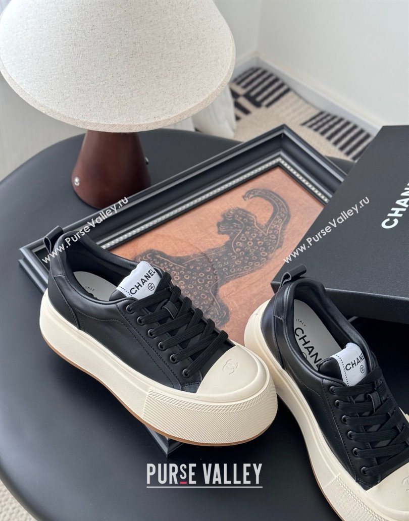 Chanel Calfskin Platform Sneakers Black 2025 CH041709 (MD-250417036)