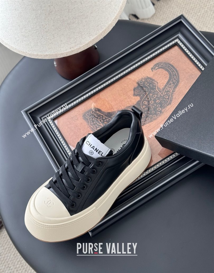 Chanel Calfskin Platform Sneakers Black 2025 CH041709 (MD-250417036)