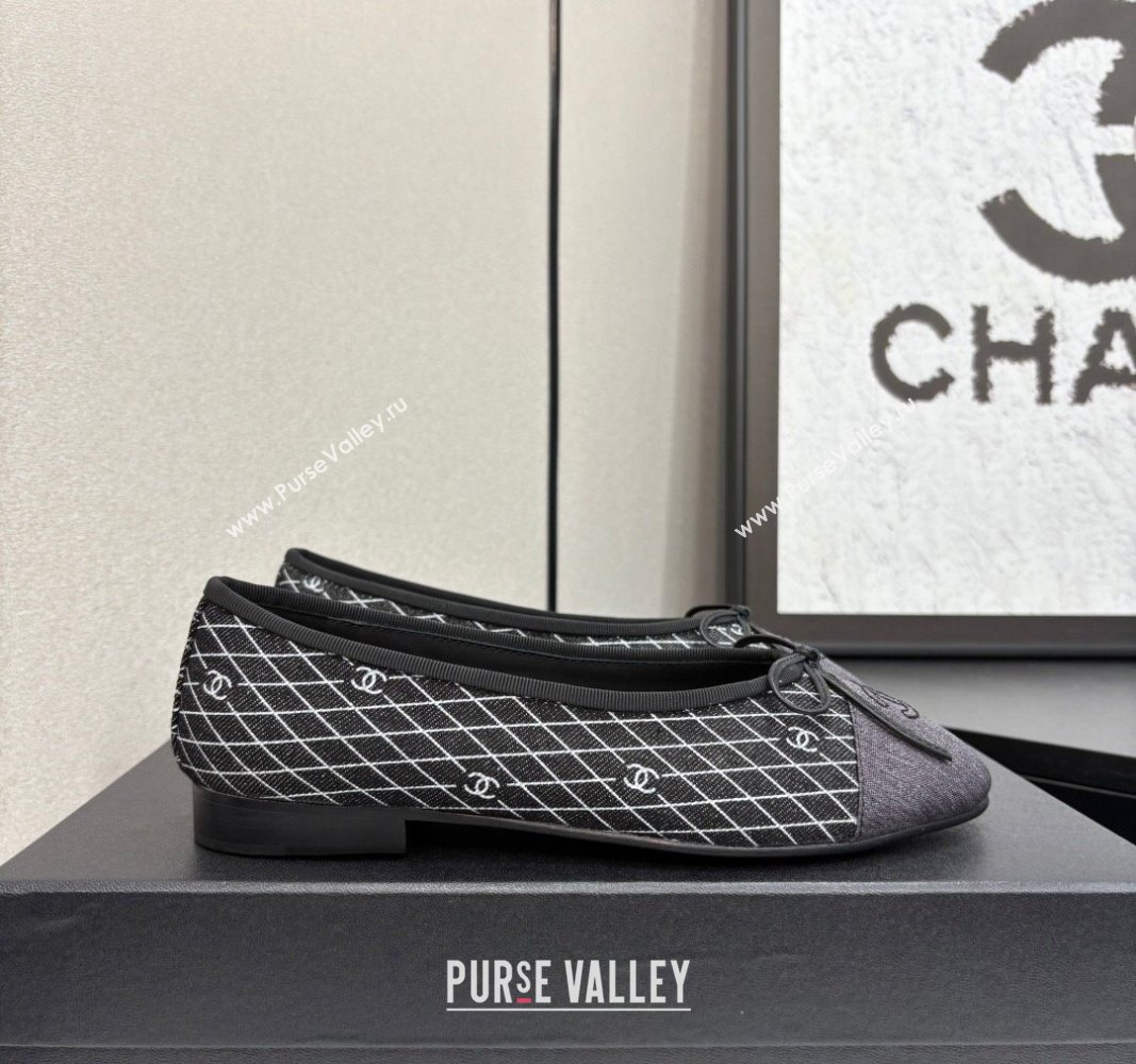 Chanel Quilted Denim Classic Ballet Flats Black 2025 G02819 0416 (MD-250416078)