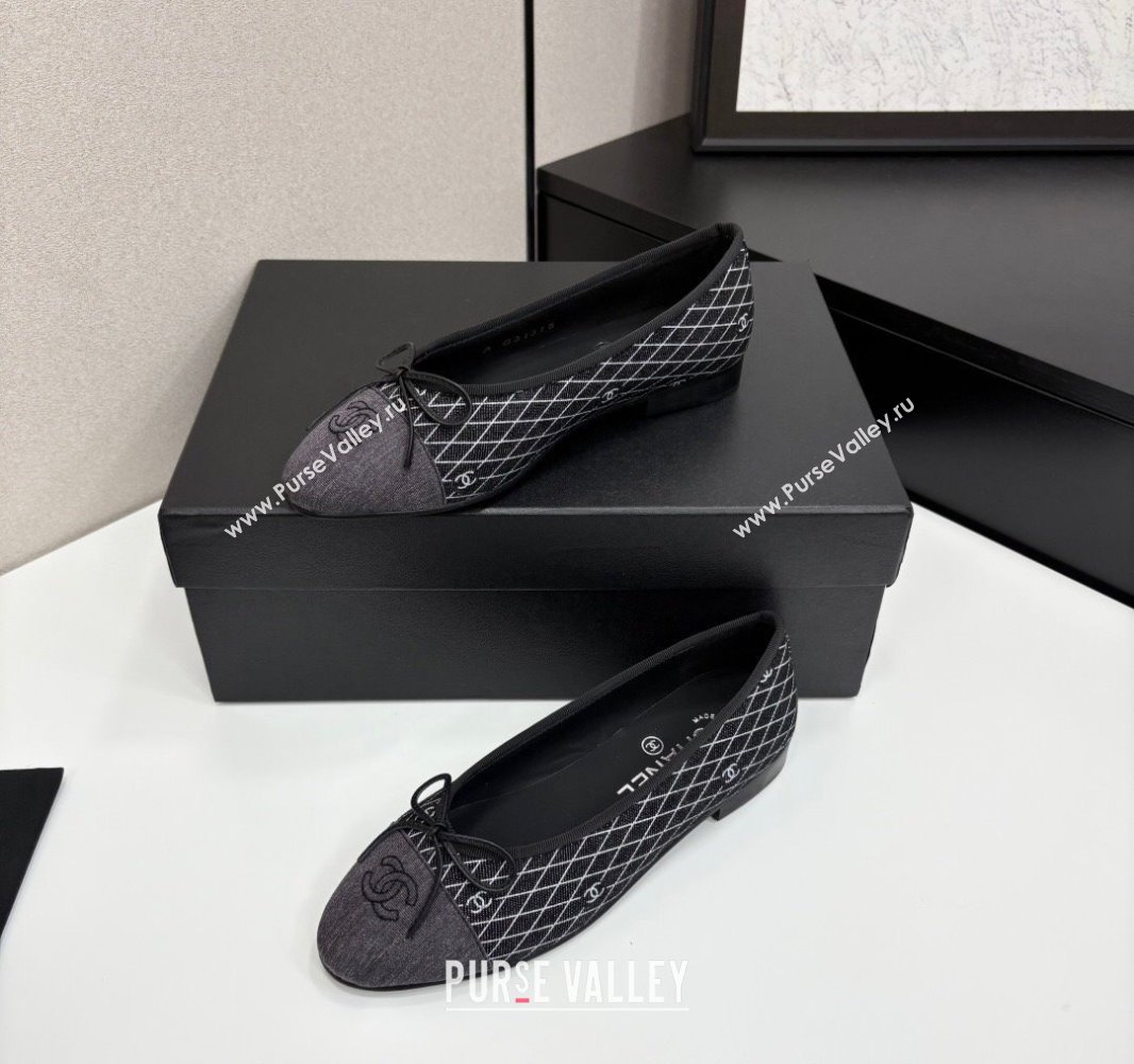 Chanel Quilted Denim Classic Ballet Flats Black 2025 G02819 0416 (MD-250416078)