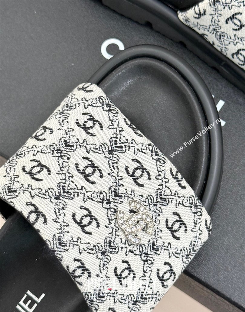 Chanel Printed Canvas Pillow Flat Slides Sandal Black 2025 CH041607 (MD-250416054)