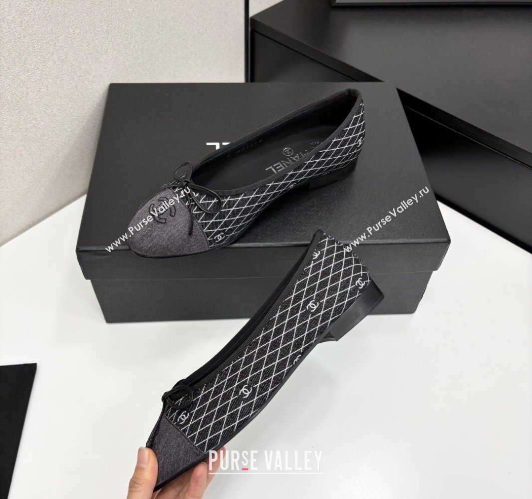 Chanel Quilted Denim Classic Ballet Flats Black 2025 G02819 0416 (MD-250416078)