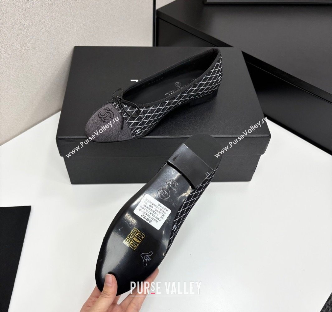 Chanel Quilted Denim Classic Ballet Flats Black 2025 G02819 0416 (MD-250416078)