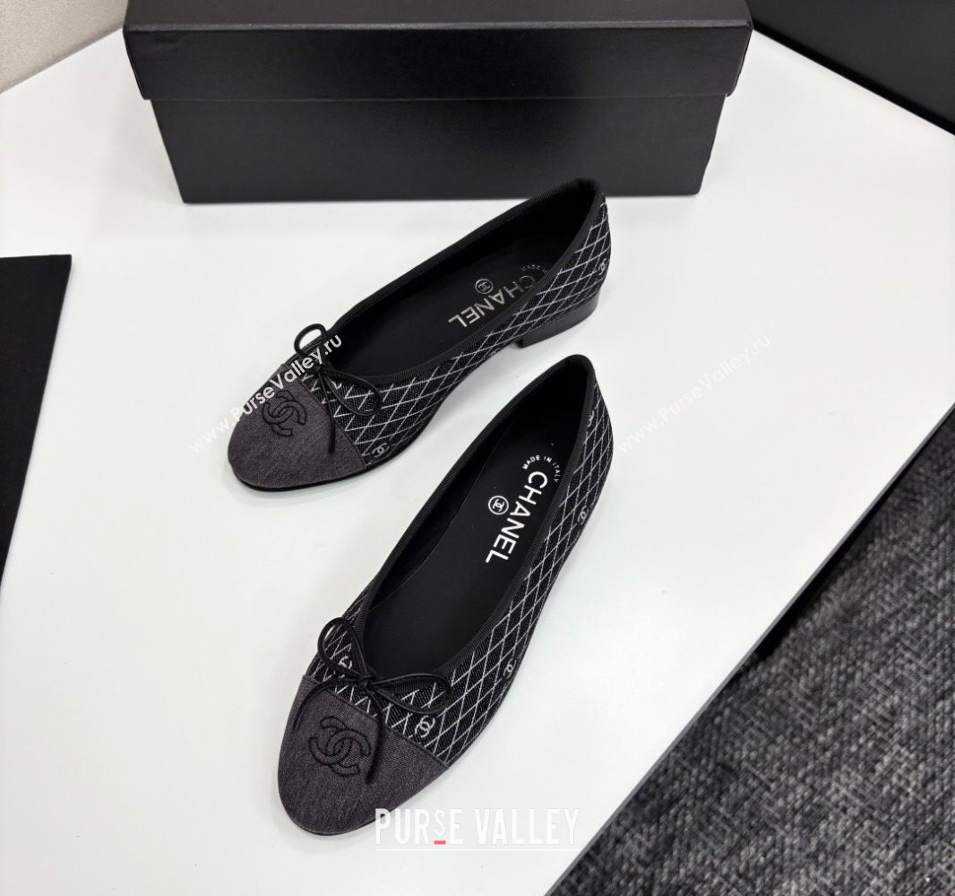 Chanel Quilted Denim Classic Ballet Flats Black 2025 G02819 0416 (MD-250416078)