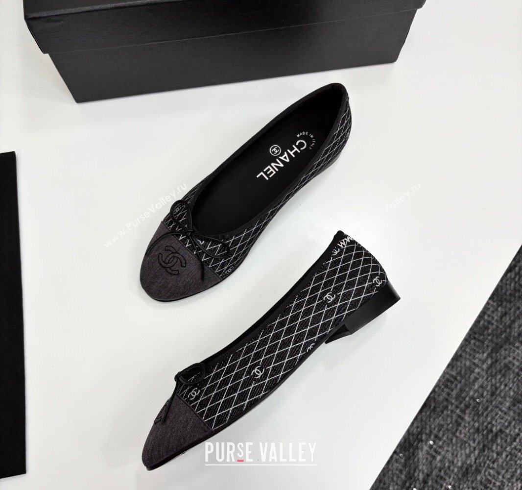 Chanel Quilted Denim Classic Ballet Flats Black 2025 G02819 0416 (MD-250416078)