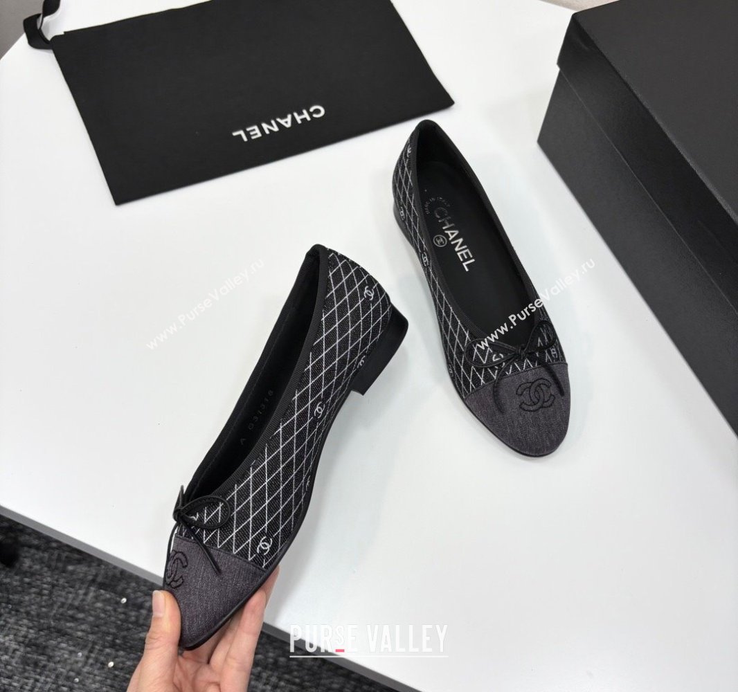 Chanel Quilted Denim Classic Ballet Flats Black 2025 G02819 0416 (MD-250416078)