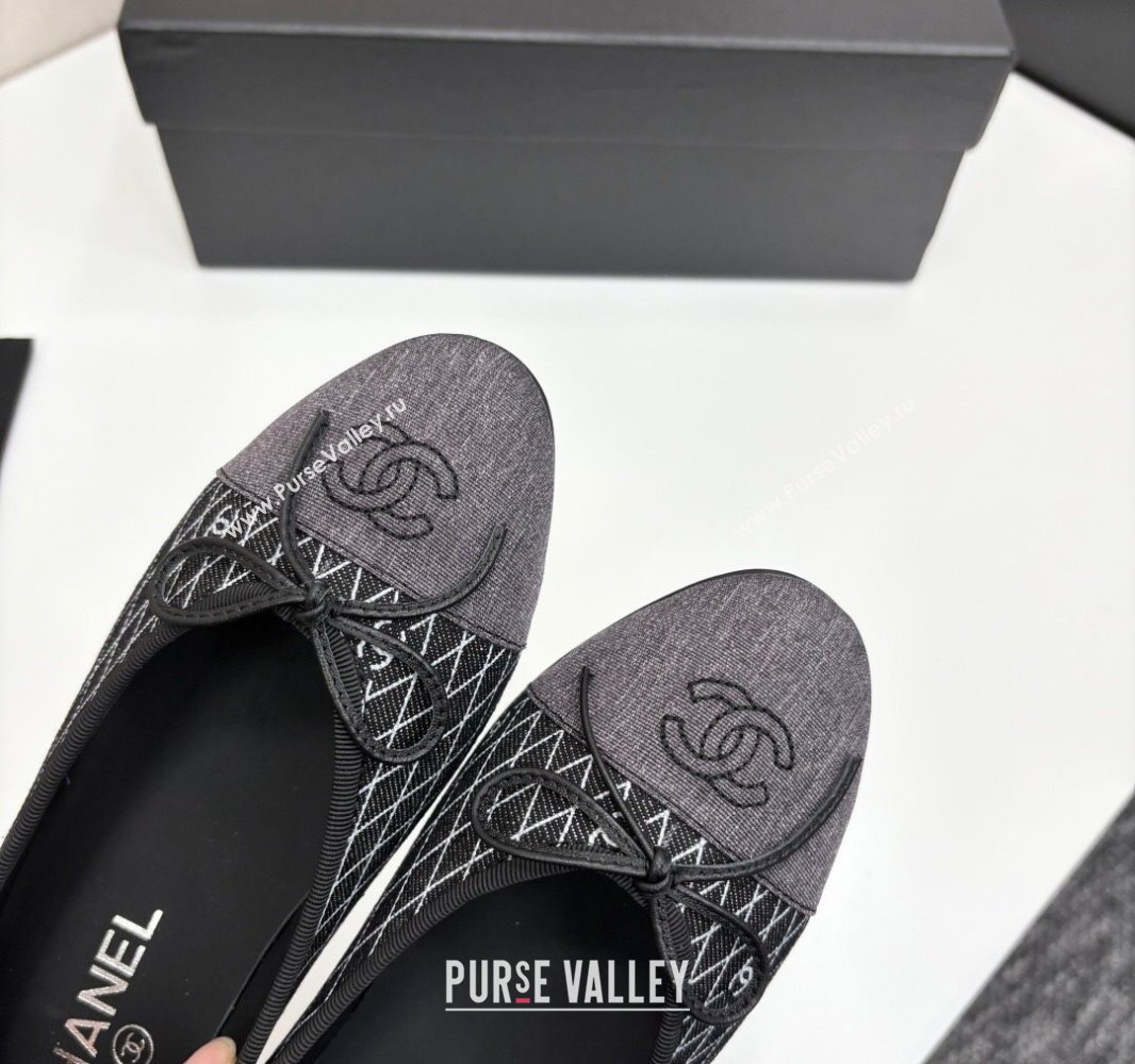 Chanel Quilted Denim Classic Ballet Flats Black 2025 G02819 0416 (MD-250416078)