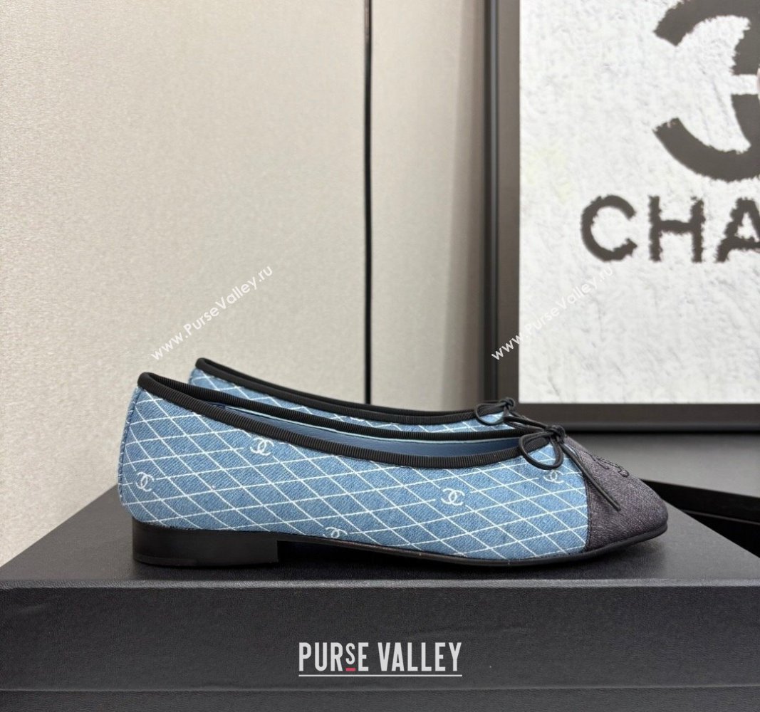 Chanel Quilted Denim Classic Ballet Flats Light Blue 2025 G02819 0416 (MD-250416079)