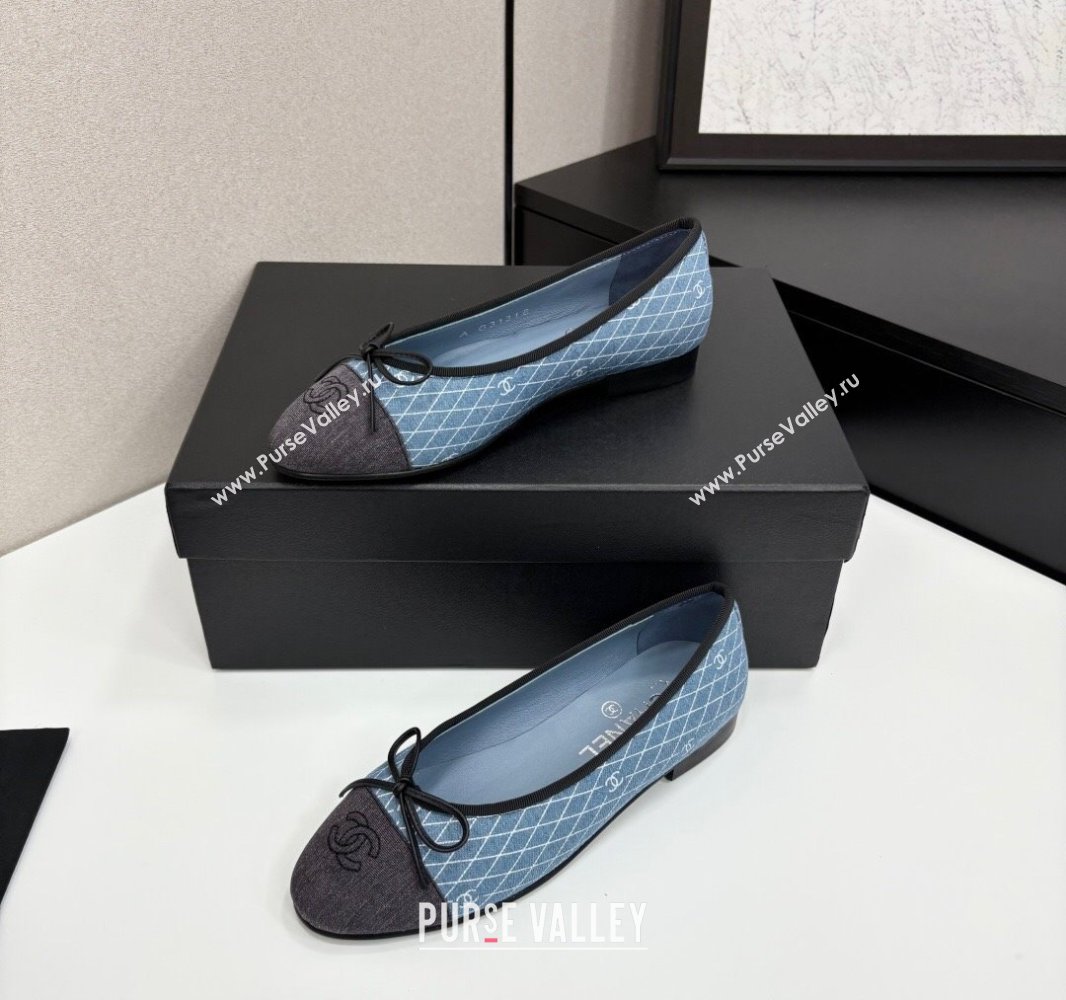 Chanel Quilted Denim Classic Ballet Flats Light Blue 2025 G02819 0416 (MD-250416079)