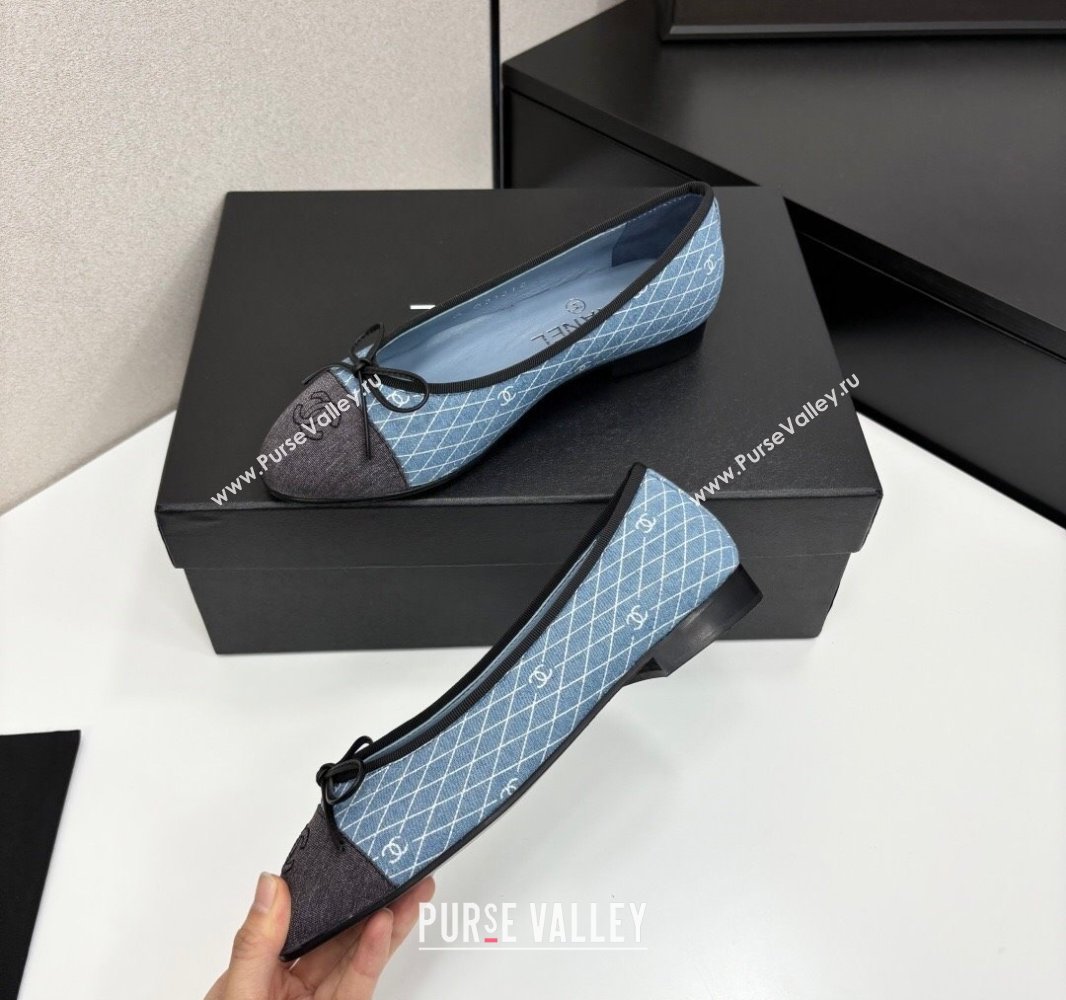 Chanel Quilted Denim Classic Ballet Flats Light Blue 2025 G02819 0416 (MD-250416079)