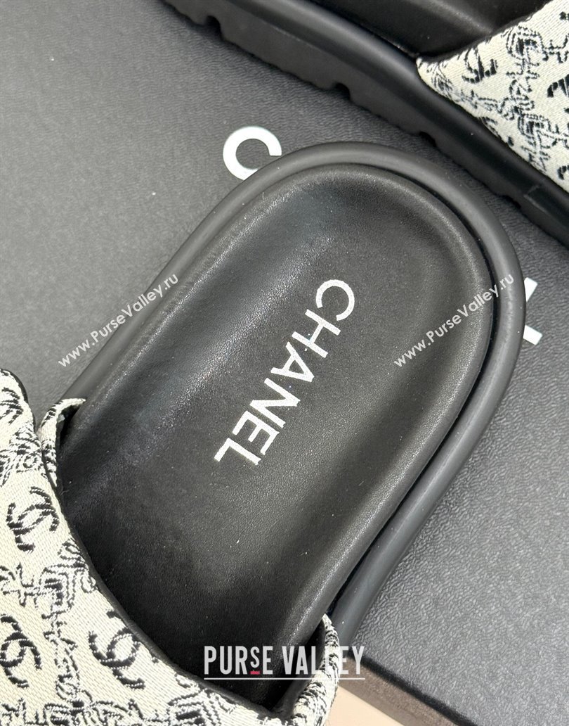 Chanel Printed Canvas Pillow Flat Slides Sandal Black 2025 CH041607 (MD-250416054)